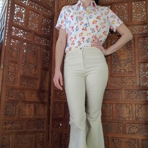 Vintage 70s white and floral patterned Sears polo